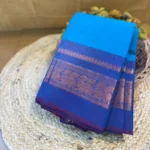 Chettinad cotton blue saree without blouse