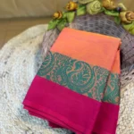 Chettinad cotton orange saree without blouse