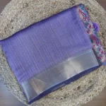 Lavender Silk Saree with Silver Zari Border & Paisley Pallu