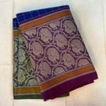 Traditional Kanchi Cotton Saree – Purple with Silver Zari Floral Design