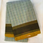 Elegant Kanchi Cotton Checked Saree in Off White and Mustard Brown