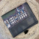 Ethnic Multicolor Pattern Saree with Rich Black Border