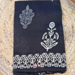 Jaipur Cotton black with white saree