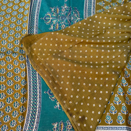 Jaipur Cotton fenugreek with blue saree - Image 3