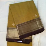 Kanchi Cotton Muted yellowish with Brown saree