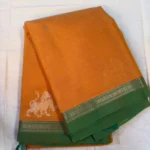 Kanchi Cotton Orange with Green saree