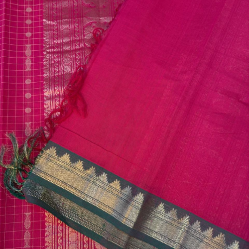 Kanchi Cotton Ruby with gray saree - Image 3
