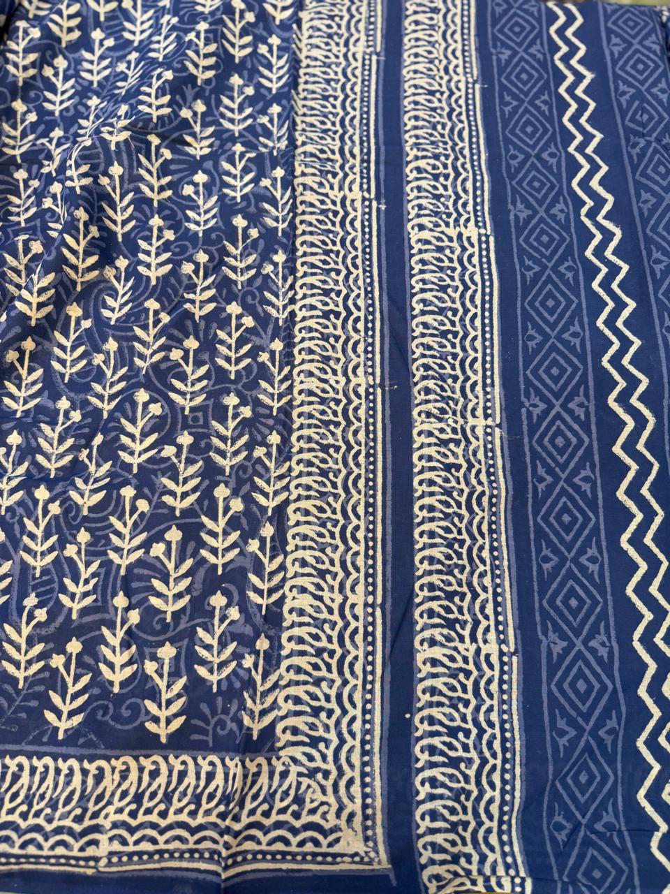 Jaipur Cotton blue with white saree - Image 3