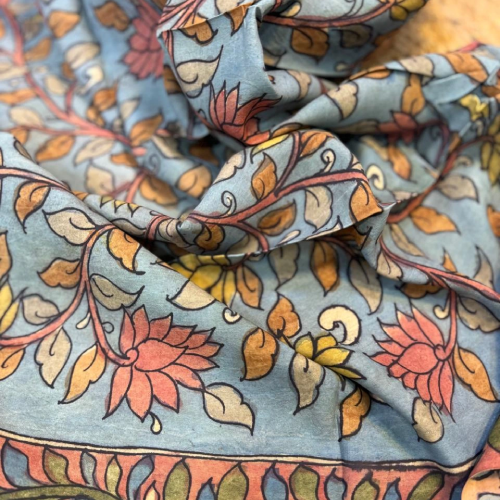 Traditional Kalamkari Floral Blouse 1 mtr (long panna saree width) - Image 3