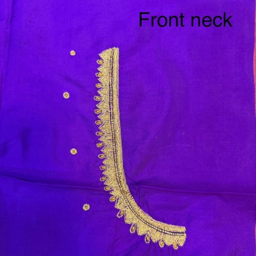 Royal Purple Temple Motif Embroidery Blouse - Image 3
