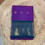 Regal Purple Silk Saree with Teal Border