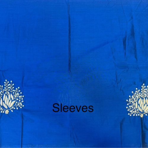 Royal Blue Floral Pearl Embroidery Blouse Motif - Image 3