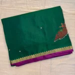 Emerald Grace – Signature Hand-Embellished Silk Saree