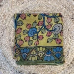 Yellow Heritage Kalamkari Blossom Blouse 1 mtr (long panna saree width)