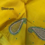 Mustard Yellow Paisley Embroidery Pure Silk Blouse Sleeves