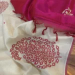 Pure kanchi silk cotton with hand embroidered mango shaped  patch work