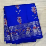 Royal Blue Kanjivaram Silk Saree with Silver Zari Mythological Border