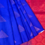 Royal Blue Silk Saree with Zari Triangle Motifs and Rich Red Brocade Pallu