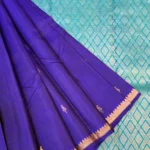 Royal Purple Silk Saree with Zari Buttas and Contrast Aqua Blue Brocade Pallu