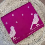 Magenta Silk Saree with Bird Motifs