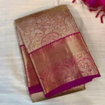 Royal Gold Kanjivaram Silk Saree with Rich Pink Zari Border