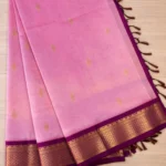 Soft Blush Pink Silk Saree with Royal Purple & Gold Zari Border